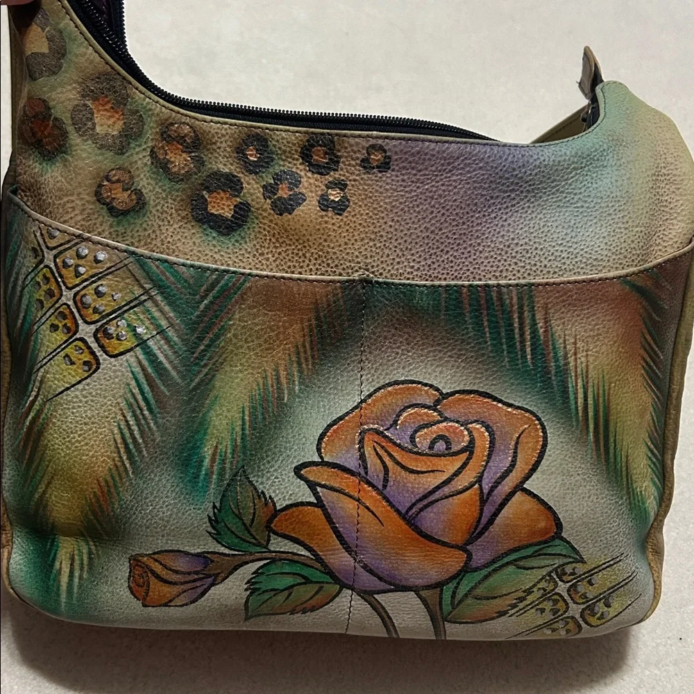 Anuschka Artistic Hand painted Leather Bag with Multicolor Design - Picture 11 of 11